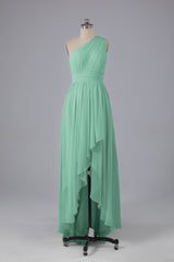 High Low One Shoulder Chiffon bruidsmeisje jurken