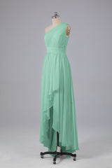 High Low One Shoulder Chiffon bruidsmeisje jurken