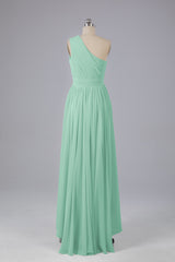 High Low One Shoulder Chiffon bruidsmeisje jurken