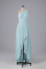 High Low One Shoulder Chiffon bruidsmeisje jurken