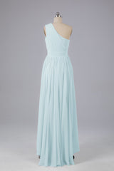 High Low One Shoulder Chiffon bruidsmeisje jurken
