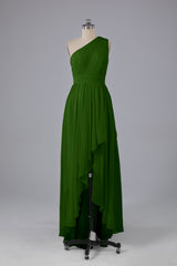 High Low One Shoulder Chiffon bruidsmeisje jurken