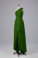 High Low One Shoulder Chiffon bruidsmeisje jurken