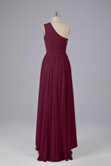 High Low One Shoulder Chiffon bruidsmeisje jurken