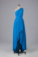 High Low One Shoulder Chiffon bruidsmeisje jurken