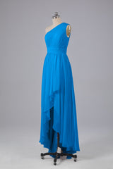 High Low One Shoulder Chiffon bruidsmeisje jurken