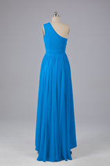 High Low One Shoulder Chiffon bruidsmeisje jurken