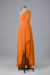 High Low One Shoulder Chiffon bruidsmeisje jurken