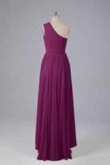 High Low One Shoulder Chiffon bruidsmeisje jurken