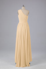 High Low One Shoulder Chiffon bruidsmeisje jurken