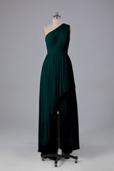 High Low One Shoulder Chiffon bruidsmeisje jurken