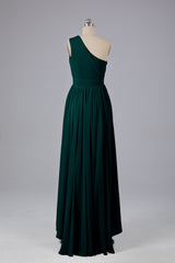 High Low One Shoulder Chiffon bruidsmeisje jurken