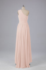 High Low One Shoulder Chiffon bruidsmeisje jurken