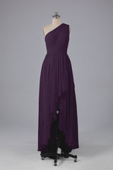 High Low One Shoulder Chiffon bruidsmeisje jurken