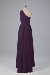 High Low One Shoulder Chiffon bruidsmeisje jurken