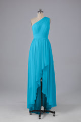 High Low One Shoulder Chiffon bruidsmeisje jurken