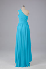 High Low One Shoulder Chiffon bruidsmeisje jurken