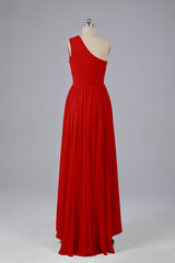 High Low One Shoulder Chiffon bruidsmeisje jurken