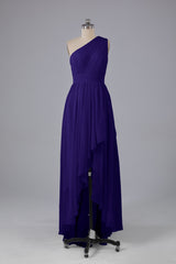 High Low One Shoulder Chiffon bruidsmeisje jurken