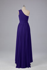 High Low One Shoulder Chiffon bruidsmeisje jurken