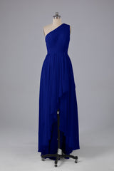 High Low One Shoulder Chiffon bruidsmeisje jurken