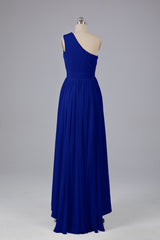 High Low One Shoulder Chiffon bruidsmeisje jurken