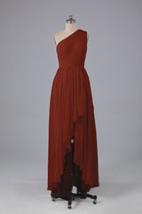High Low One Shoulder Chiffon bruidsmeisje jurken