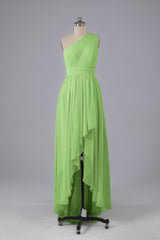 High Low One Shoulder Chiffon bruidsmeisje jurken