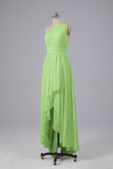 High Low One Shoulder Chiffon bruidsmeisje jurken