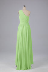 High Low One Shoulder Chiffon bruidsmeisje jurken