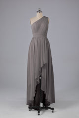 High Low One Shoulder Chiffon bruidsmeisje jurken