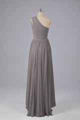 High Low One Shoulder Chiffon bruidsmeisje jurken