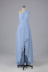 High Low One Shoulder Chiffon bruidsmeisje jurken