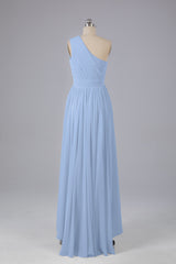 High Low One Shoulder Chiffon bruidsmeisje jurken