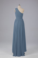 High Low One Shoulder Chiffon bruidsmeisje jurken