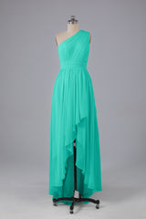 High Low One Shoulder Chiffon bruidsmeisje jurken