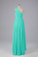 High Low One Shoulder Chiffon bruidsmeisje jurken