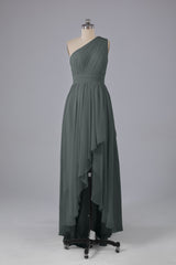 High Low One Shoulder Chiffon bruidsmeisje jurken