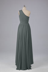 High Low One Shoulder Chiffon bruidsmeisje jurken