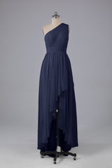 High Low One Shoulder Chiffon bruidsmeisje jurken