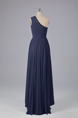 High Low One Shoulder Chiffon bruidsmeisje jurken