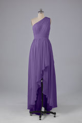 High Low One Shoulder Chiffon bruidsmeisje jurken
