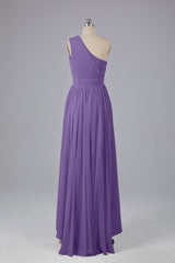High Low One Shoulder Chiffon bruidsmeisje jurken