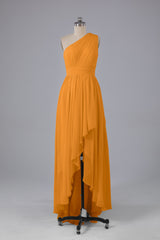 High Low One Shoulder Chiffon bruidsmeisje jurken