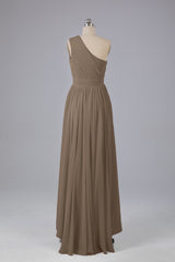High Low One Shoulder Chiffon bruidsmeisje jurken