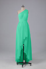 High Low One Shoulder Chiffon bruidsmeisje jurken