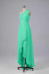 High Low One Shoulder Chiffon bruidsmeisje jurken