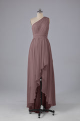 High Low One Shoulder Chiffon bruidsmeisje jurken