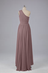 High Low One Shoulder Chiffon bruidsmeisje jurken