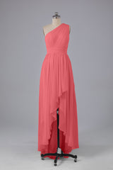 High Low One Shoulder Chiffon bruidsmeisje jurken